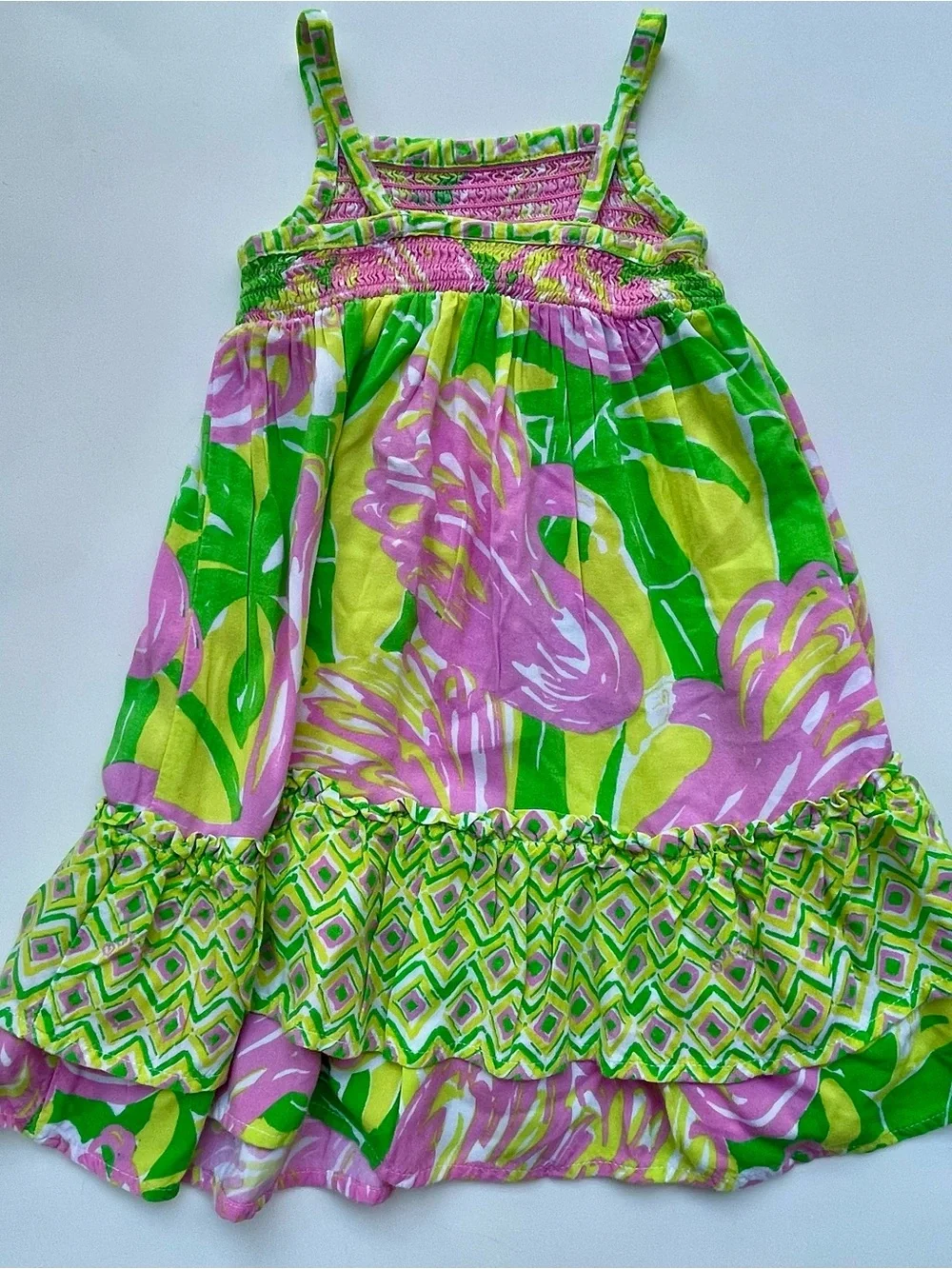 Lilly Pulitzer Pink & Green Floral Smocked Sundress